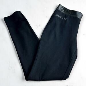 Rafaella Black Ponte Pants Sz 4 Pull-On Faux Leather Trim 29" Inseam Career Pant